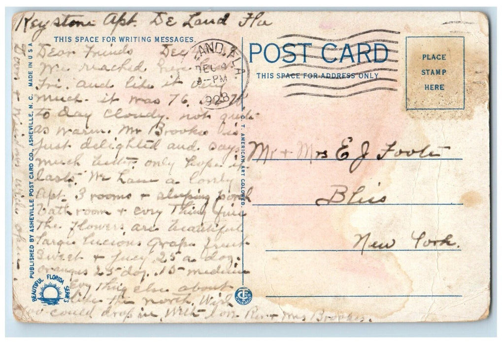 1928 Tin Can Tourist Camp Tent Classic Cars Poem  Ruth Raymond Florida Postcard