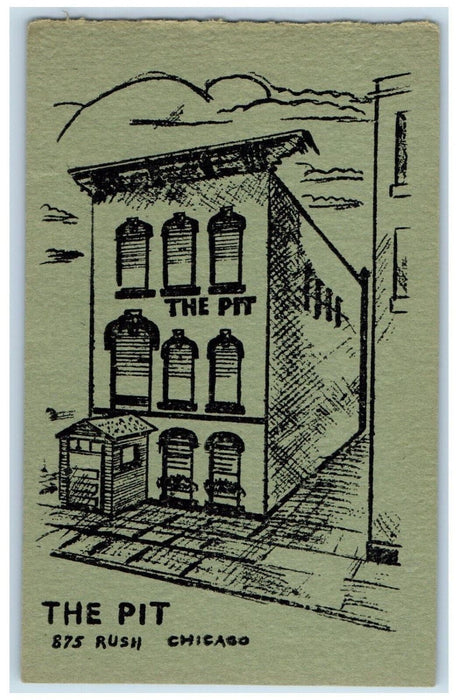 c1950's The Pit Barbeque BBQ Restaurant Chicago Illinois IL Vintage Postcard