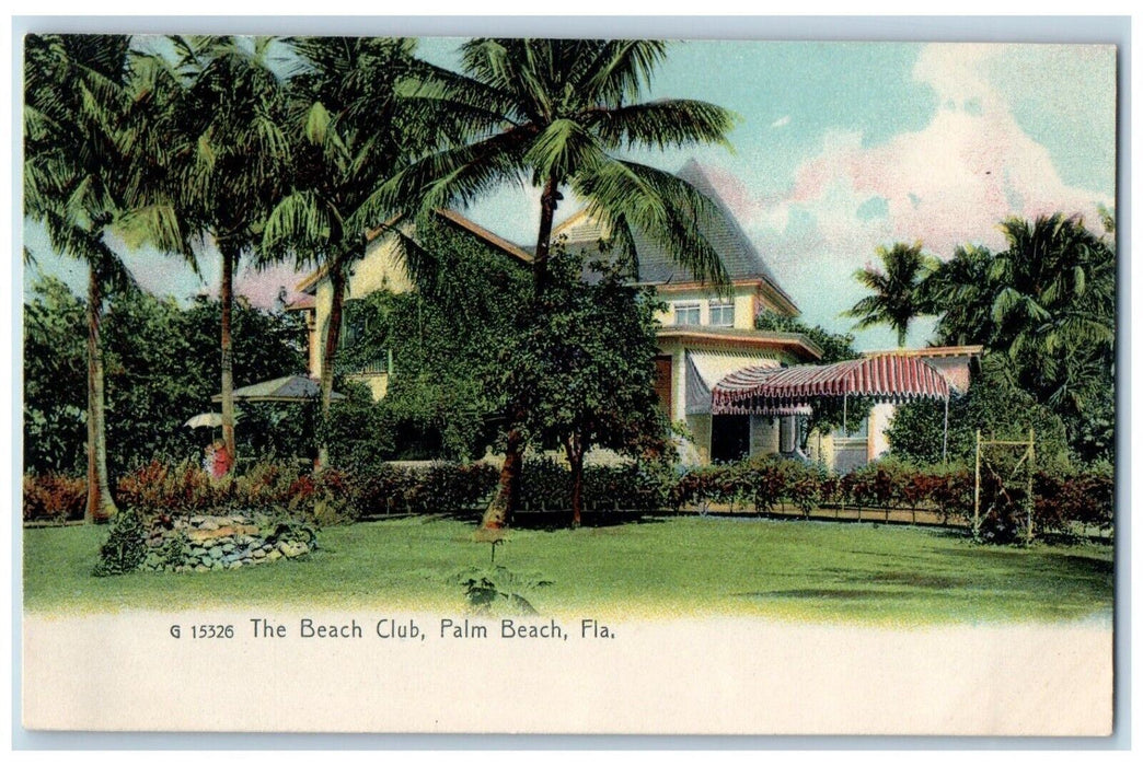 c1905 Beach Club Exterior Building Field Garden Palm Beach Florida FL Postcard