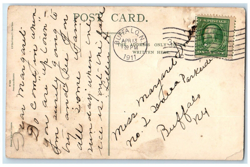 1911 Happy Easter Holy Cross Angels Embossed Buffalo New York NY Posted Postcard