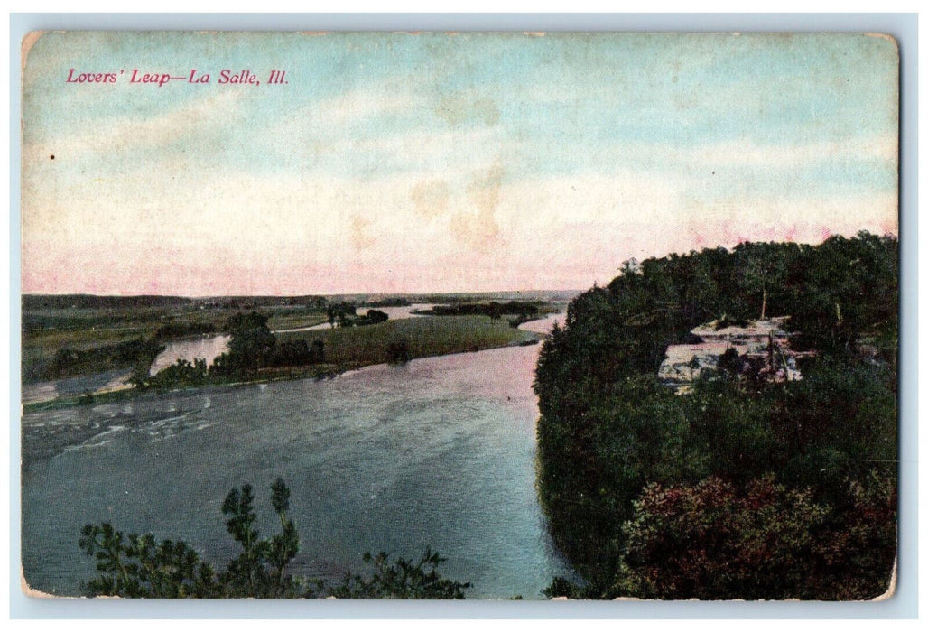 c1910 River at Lovers Leap La Salle Illinois IL Antique Unposted Postcard
