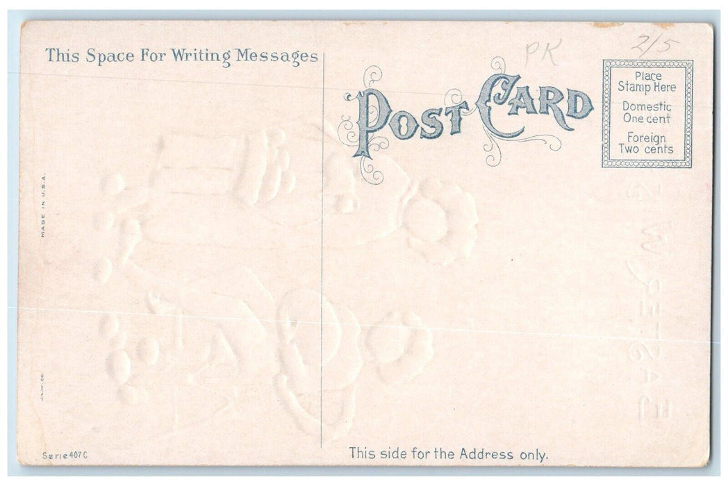 c1910's Easter Wishes Mother And Daughter Basket Of Eggs Rabbit Antique Postcard