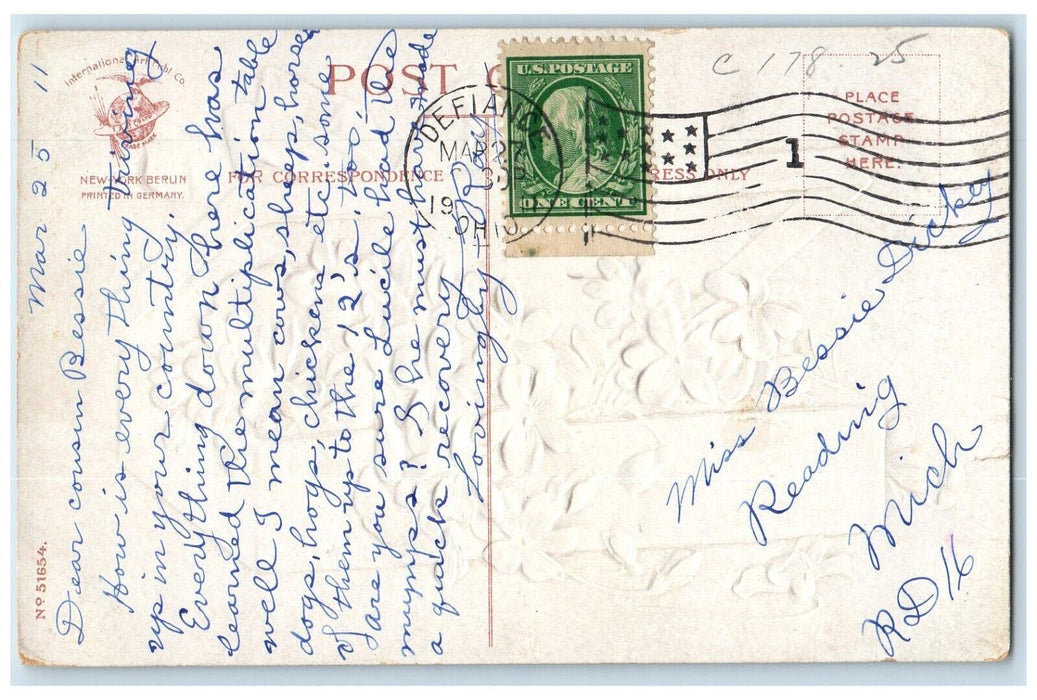 1911 Easter Pansies Flowers In Box Ellen H. Clapsaddle Artist Signed Postcard
