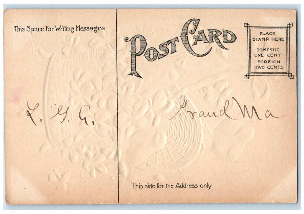 c1910's Joyful Easter Pansies Flowers And Chicks Bee Embossed Antique Postcard