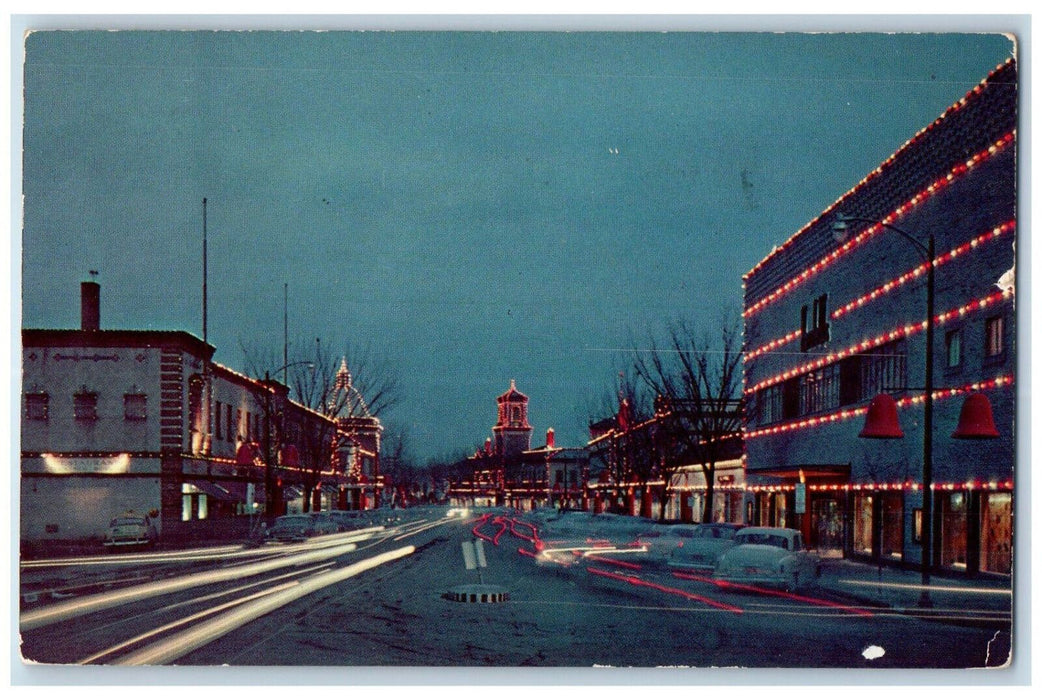 1955 Country Club Plaza Shopping Center at Night Kansas City MO Postcard