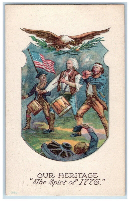 1910 American Revolution Performing Drummer Flag Macon Georgia GA Postcard