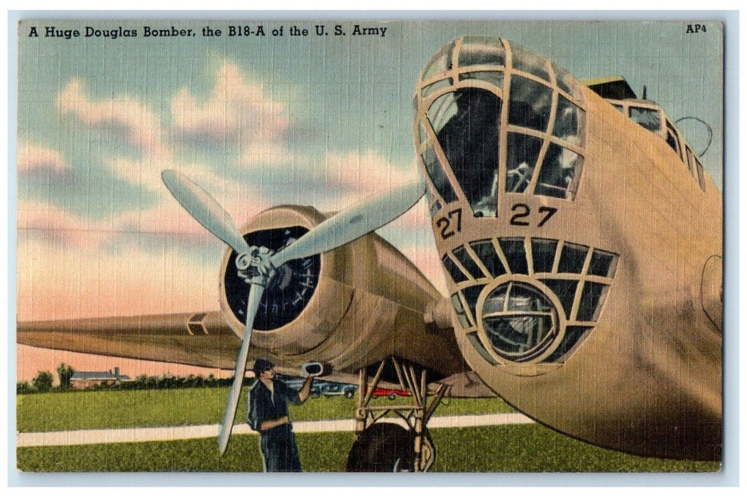1944 B-18A Huge Douglas Bomber Airplane Springville New Jersey NJ Postcard