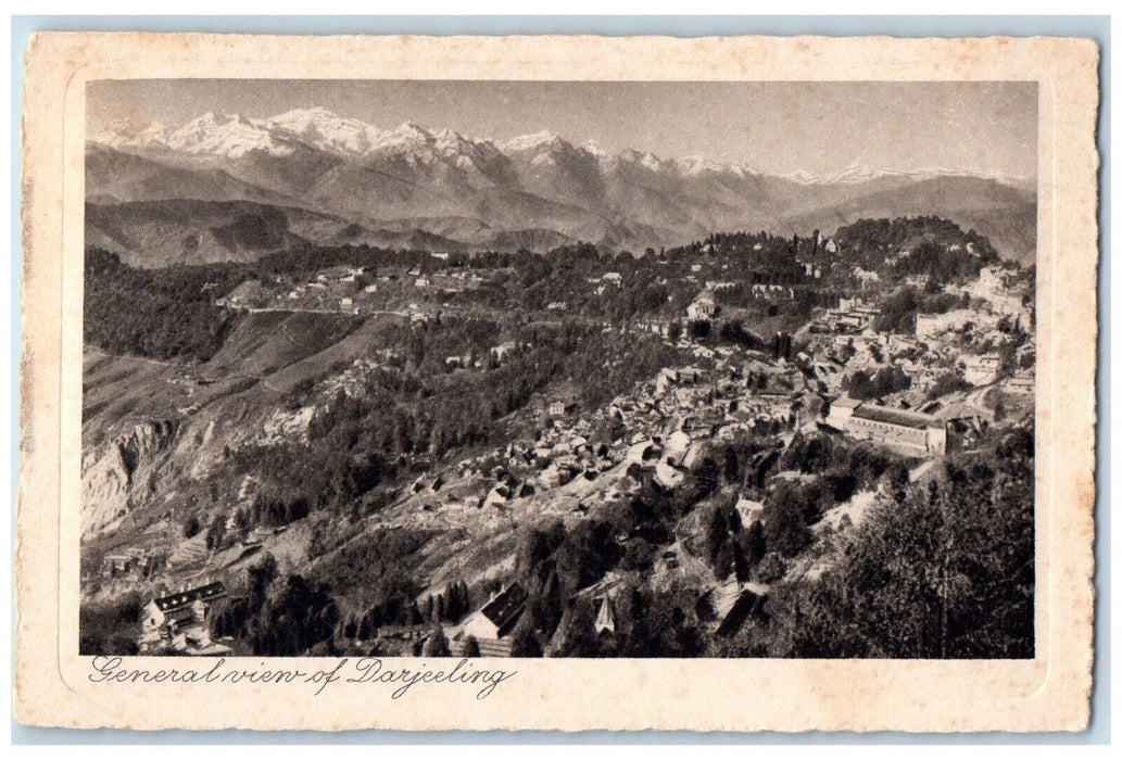 c1940's General View of Darjeeling at Sunset Jalapahar Road India Postcard
