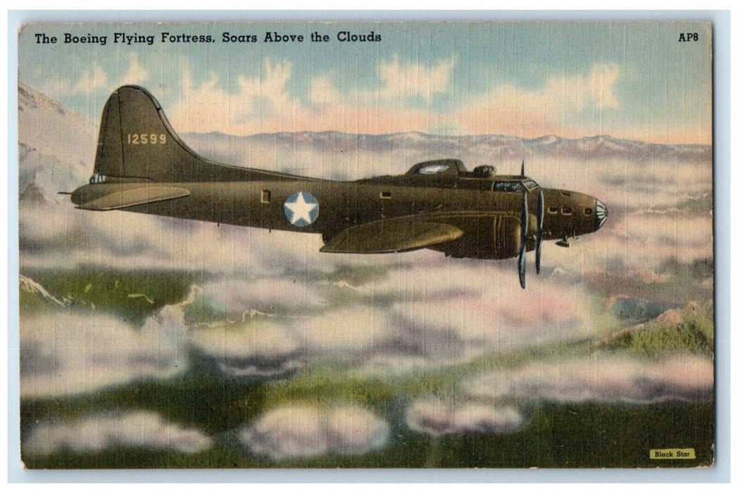 1942 Boeing 12599 Flying Fortress Soldier Mail Miami Beach Florida FL Postcard