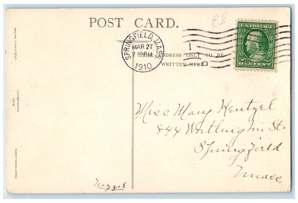 c1910's Easter Peace Angel Head Lilies Flowers Springfield MA Antique Postcard