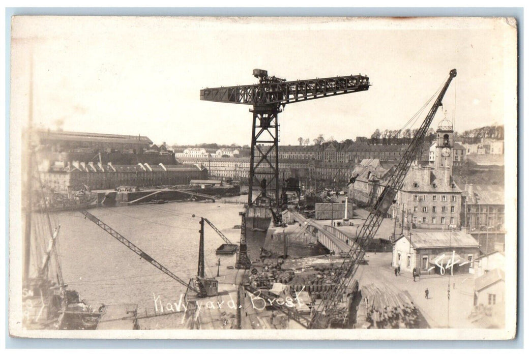 c1910's View Of Navy Yard Brest France Unposted Antique RPPC Photo Postcard