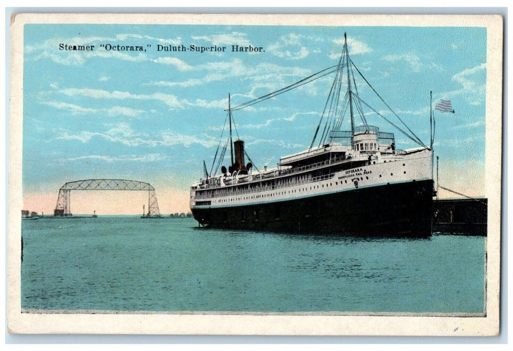 c1910 Steamer Octorara Duluth Superior Harbor Cruise Ferry Minnesota MN Postcard