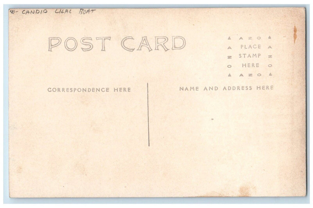 c1910's Candid Lilac Boat Sea View Unposted Antique RPPC Photo Postcard