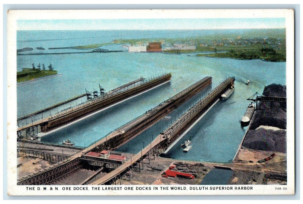 1920 Ore Docks Largest Ore Docks World Duluth Superior Harbor Minnesota Postcard