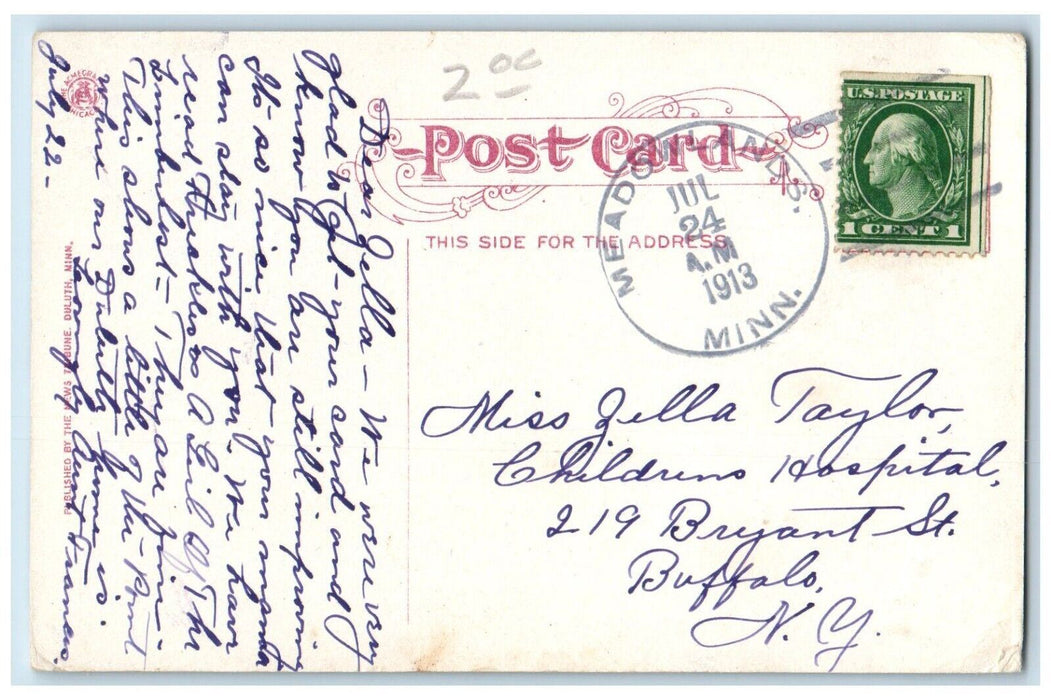 1913 Tallyho Party Boulevard Drive Horse Carriage Duluth Minnesota MN Postcard