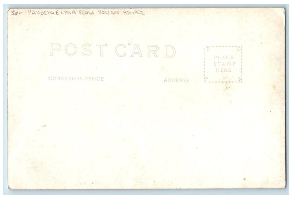 c1940's Pahoehoe Lava Flow Volcano Hawaii HI Vintage RPPC Photo Postcard
