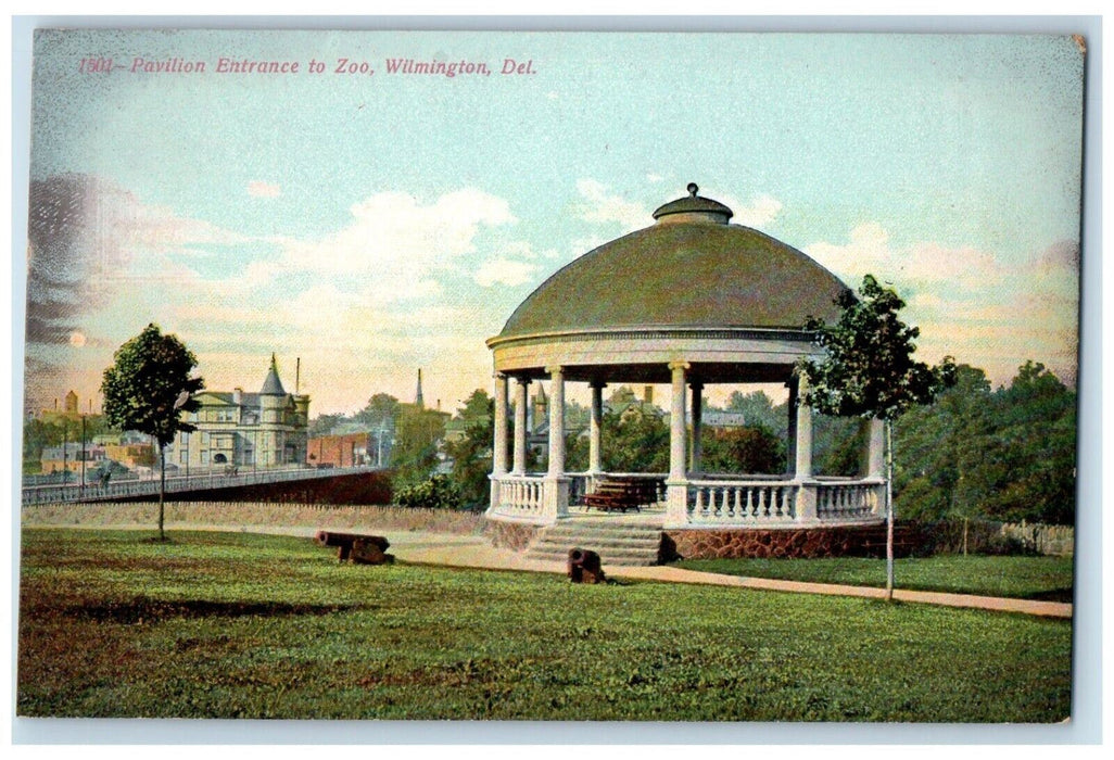 c1910 Scenic View Pavilion Entrance Zoo Wilmington Delaware DE Vintage Postcard