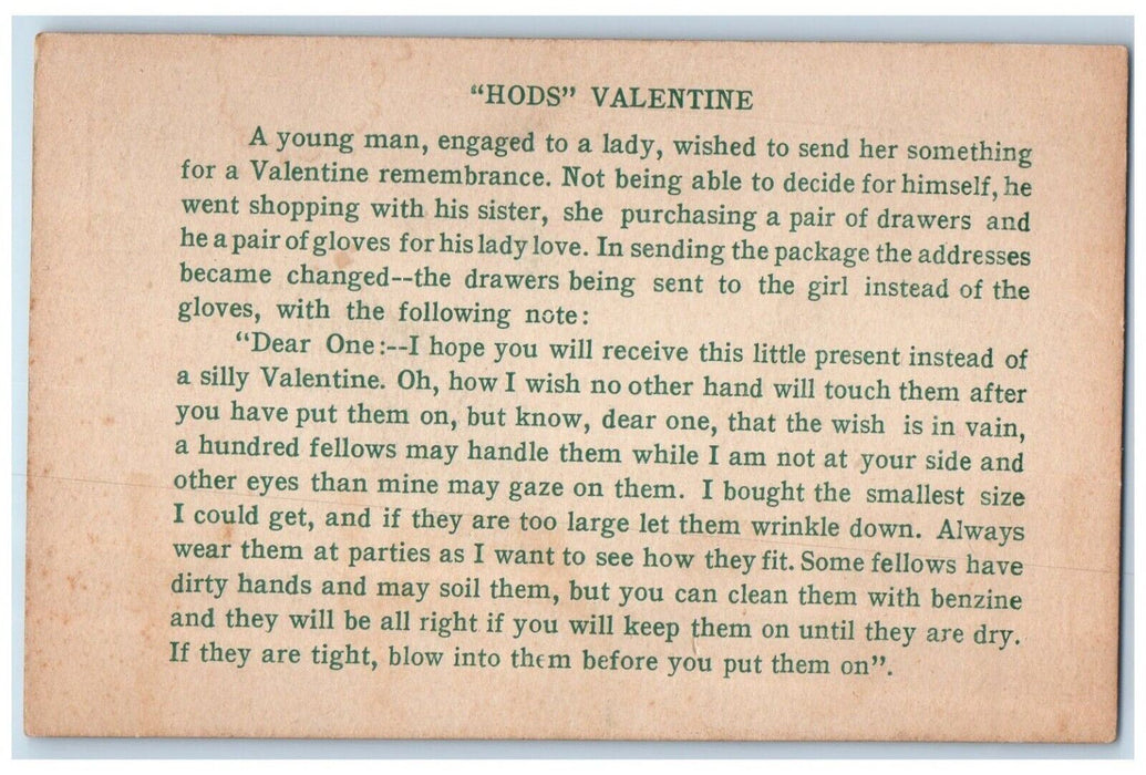 c1910's Valentine Story Young Man Engaged To A Lady Humor Antique Postcard