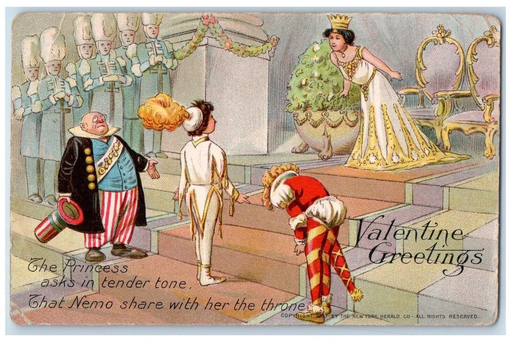 1910 Valentine Greetings Princess Palace Tuck's Greenfield MA Antique Postcard