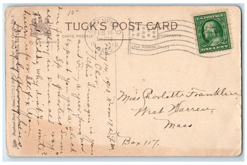 1910 Valentine Greetings Princess Palace Tuck's Greenfield MA Antique Postcard