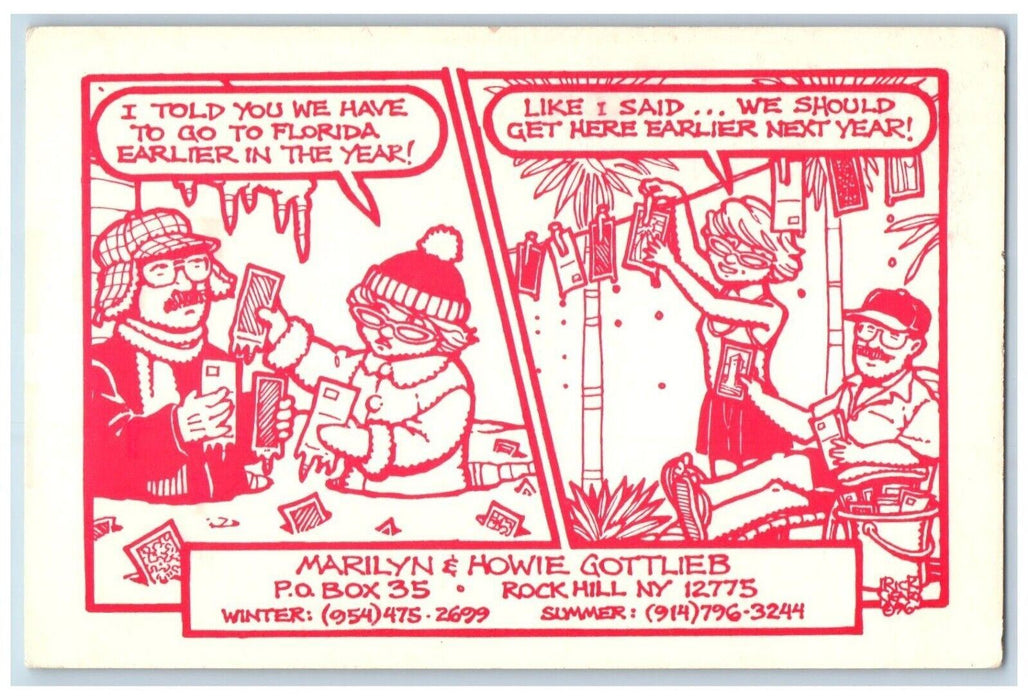 Marilyn & Howie Gottlieb Rock Hill New York NY, Cartoons Comic Humor Postcard
