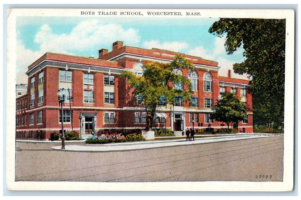 Boys Trade School Street View Building Worcester Massachusetts MA Postcard