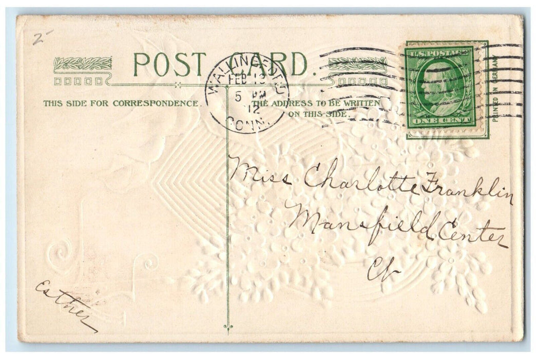 1912 Valentine Thoughts Heart Pansies Flowers John Winsch Artist Signed Postcard