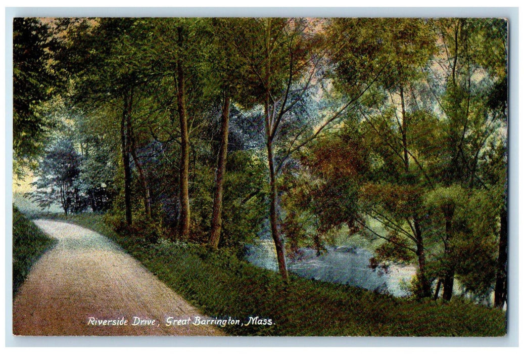 Riverside Drive Dirt Road Tree-lined Great Barrington Massachusetts MA Postcard