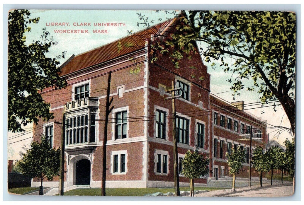 c1910's Library Clark University Worcester Massachusetts MA Antique Postcard