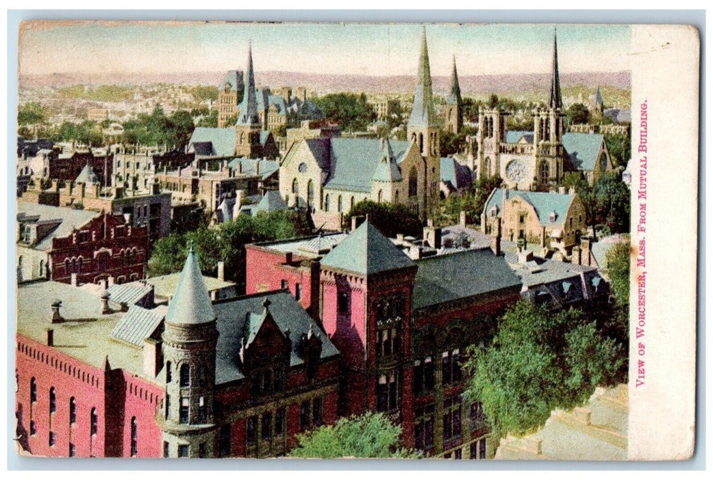 1912 View Of Worcester Massachusetts MA From Mutual Building Antique Postcard