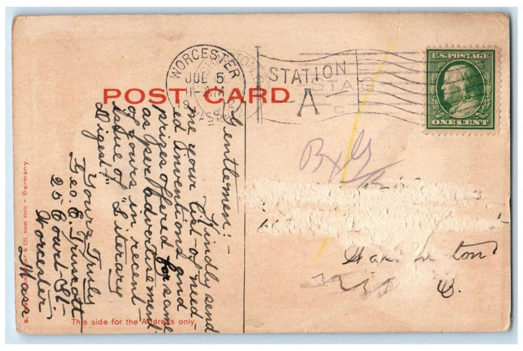 1912 View Of Worcester Massachusetts MA From Mutual Building Antique Postcard
