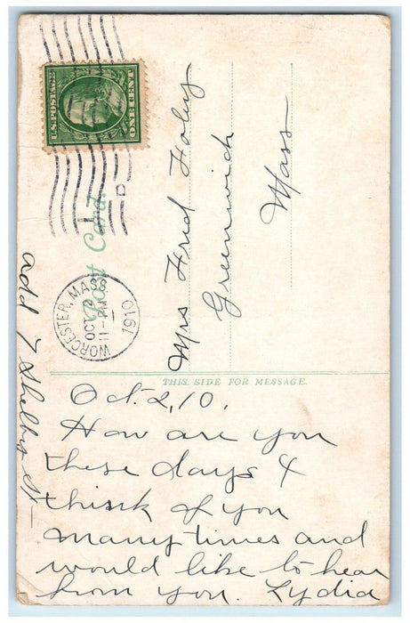 1910 View Of First Baptist Chruch Worcester Massachusetts MA Antique Postcard