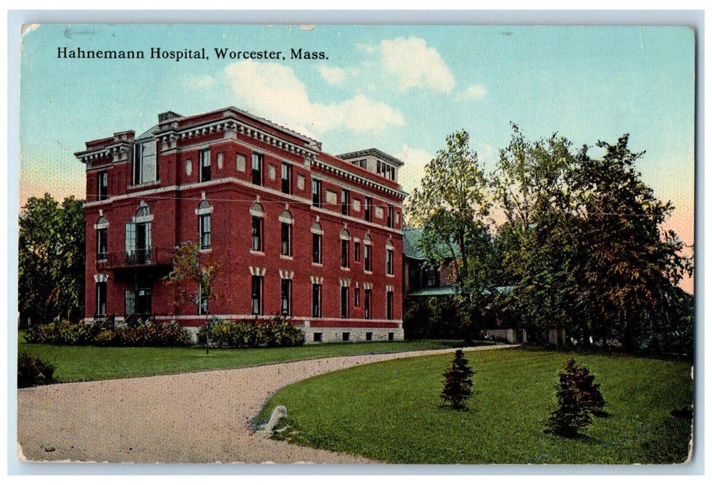 1917 Hahnemann Hotel Building Worcester Massachusetts MA Antique Postcard