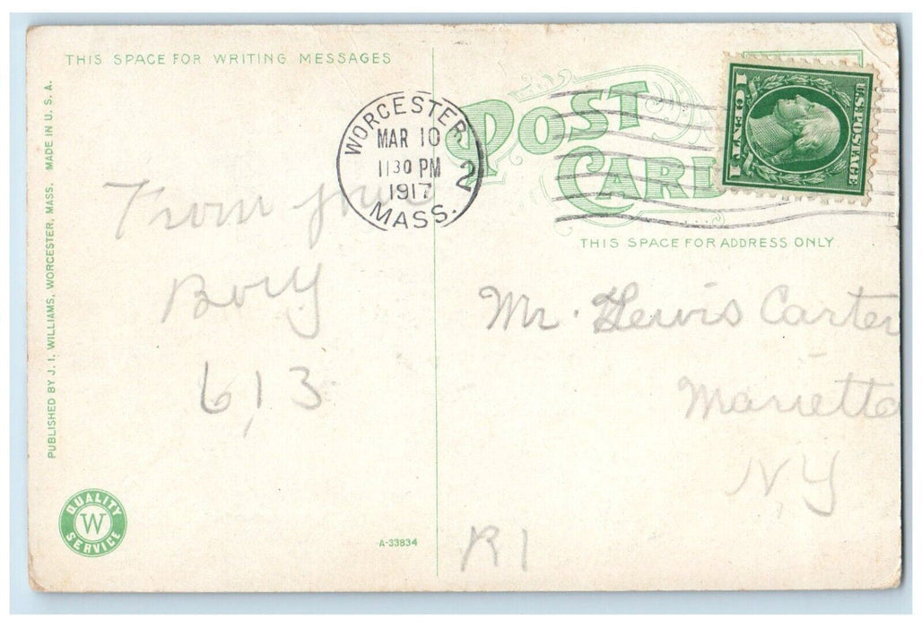 1917 Hahnemann Hotel Building Worcester Massachusetts MA Antique Postcard
