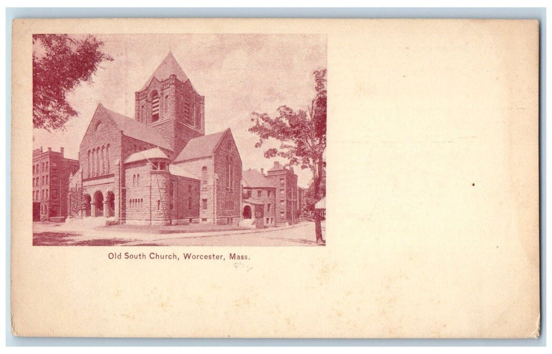 c1900's Old South Chruch Scene Street Worcester Massachusetts MA Postcard