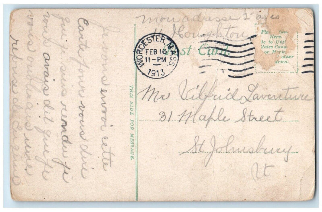 1913 ST. Peters Chruch Worcester Massachusetts MA Posted Antique Postcard