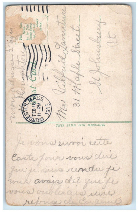 1913 ST. Peters Chruch Worcester Massachusetts MA Posted Antique Postcard