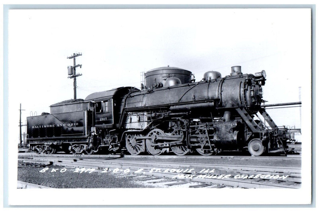 Baltimore & Ohio 2917 Locomotive Train St. Louis Illinois IL RPPC Photo Postcard