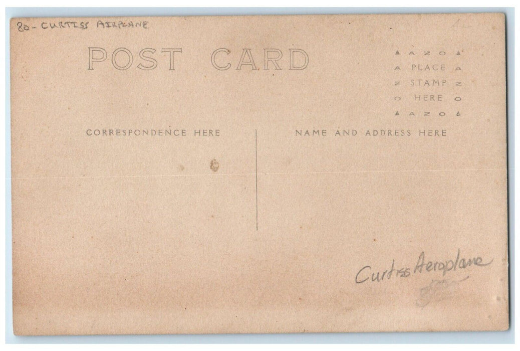 c1910's Curtiss Airplane Aviation Pilot Flight PPC Photo Antique Postcard