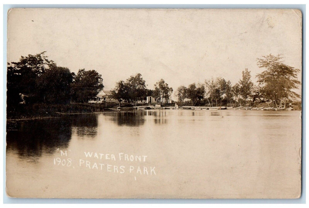 Water Front Praters Park Logan County Indian Lake Ohio OH RPPC Photo Postcard