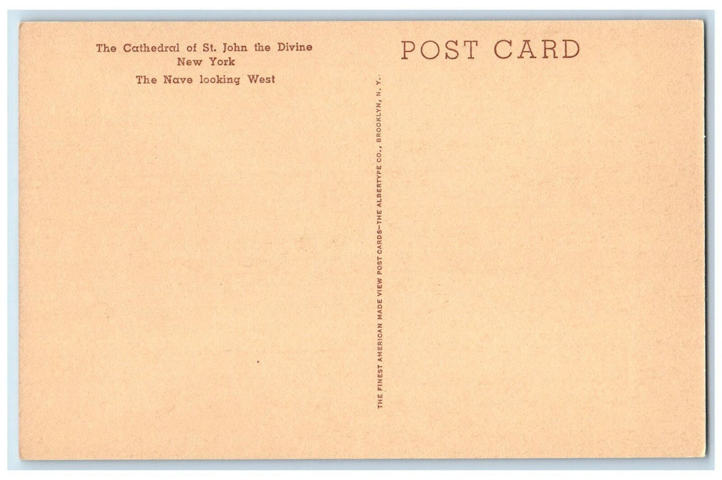 c1950's The Nave Looking West Cathedral St. John The Divine New York NY Postcard
