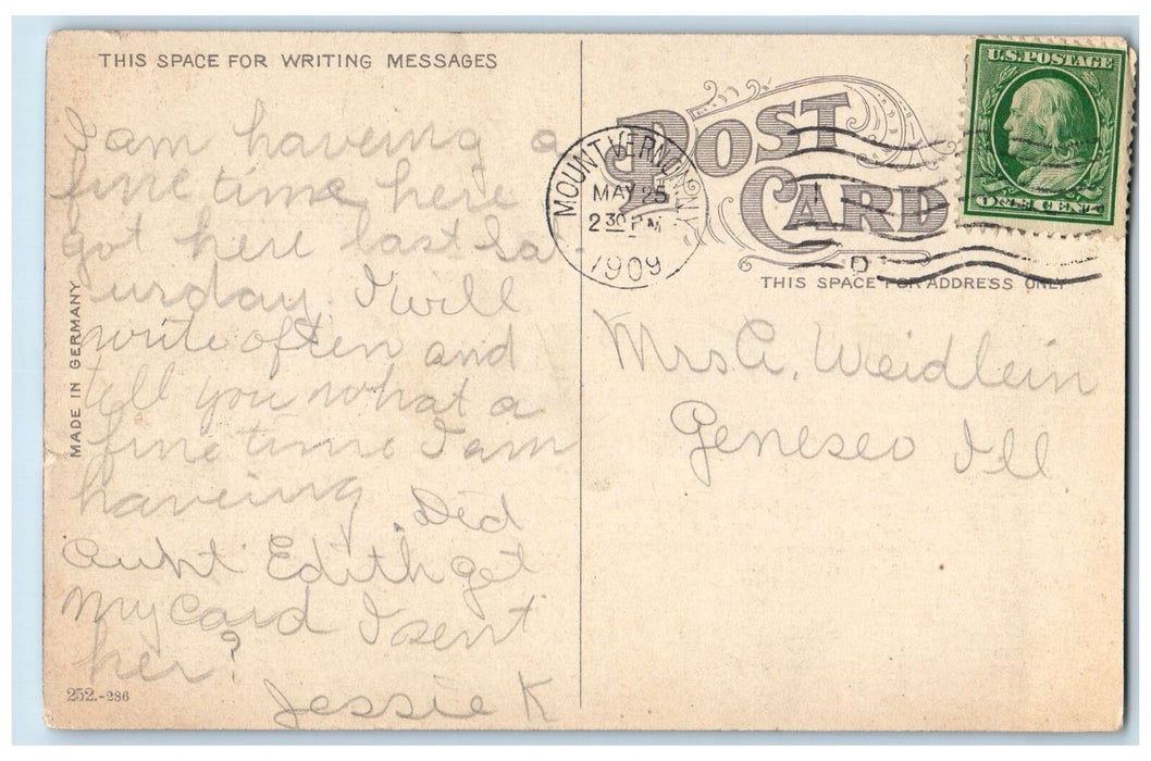 1909 Carnegie Public Library Building Entrance Mount Vernon New York NY Postcard
