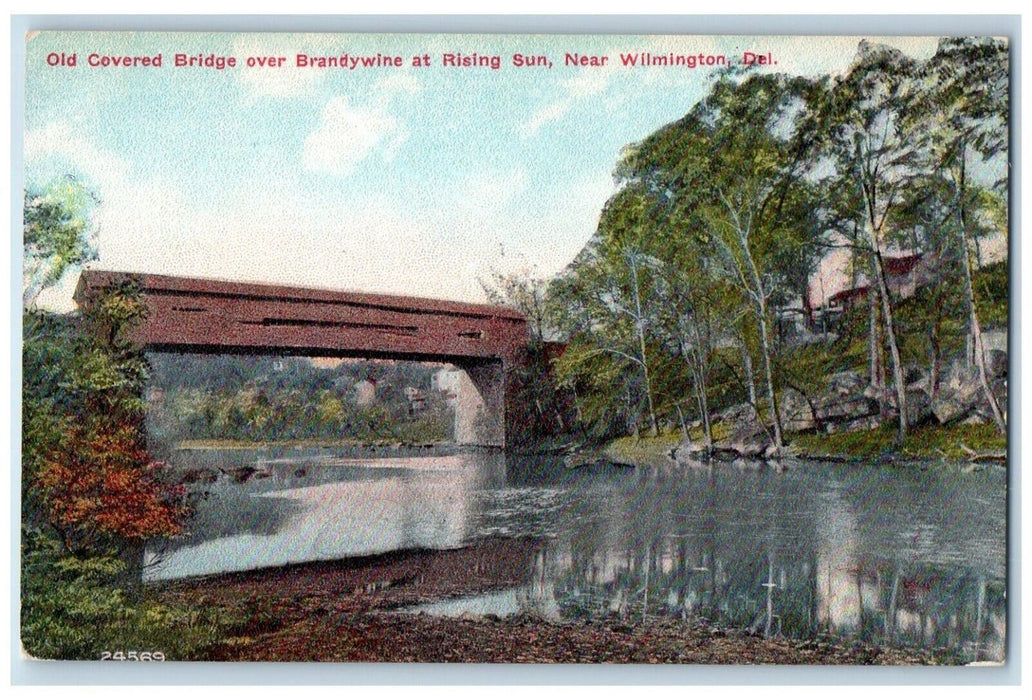 c1910 Old Covered Bridge Brandywine Rising Sun Wilmington Delaware DE Postcard