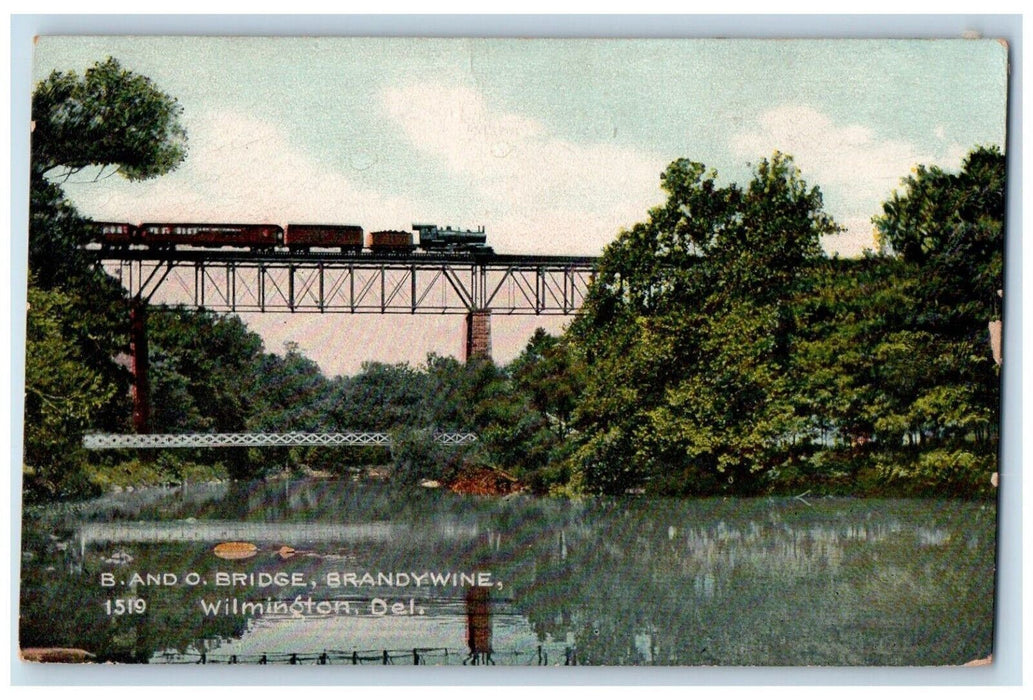 c1910 B & O Bridge Railroad Brandywine Wilmington Delaware DE Antique Postcard