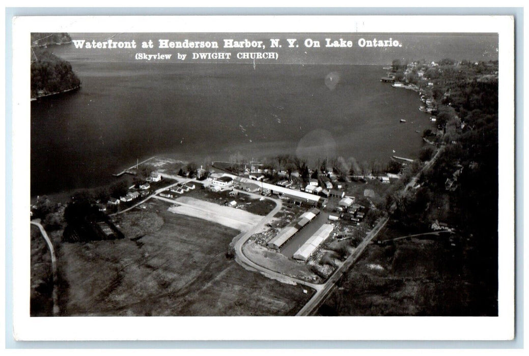 c1950s Aerial View Henderson Harbor Lake Ontario New York NY RPPC Photo Postcard