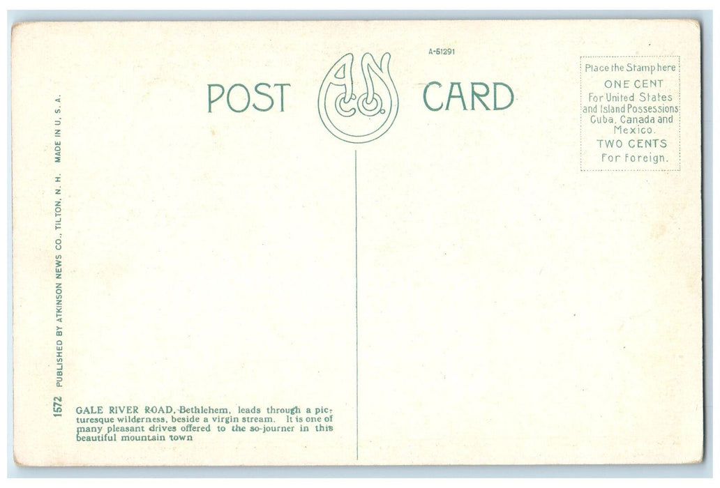 c1950 Gale River Road Bethlehem Trees White Mountains New Hampshire NH Postcard