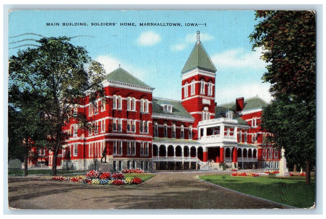 1948 Main Building Soldiers Home Building Entrance Marshalltown Iowa IA Postcard