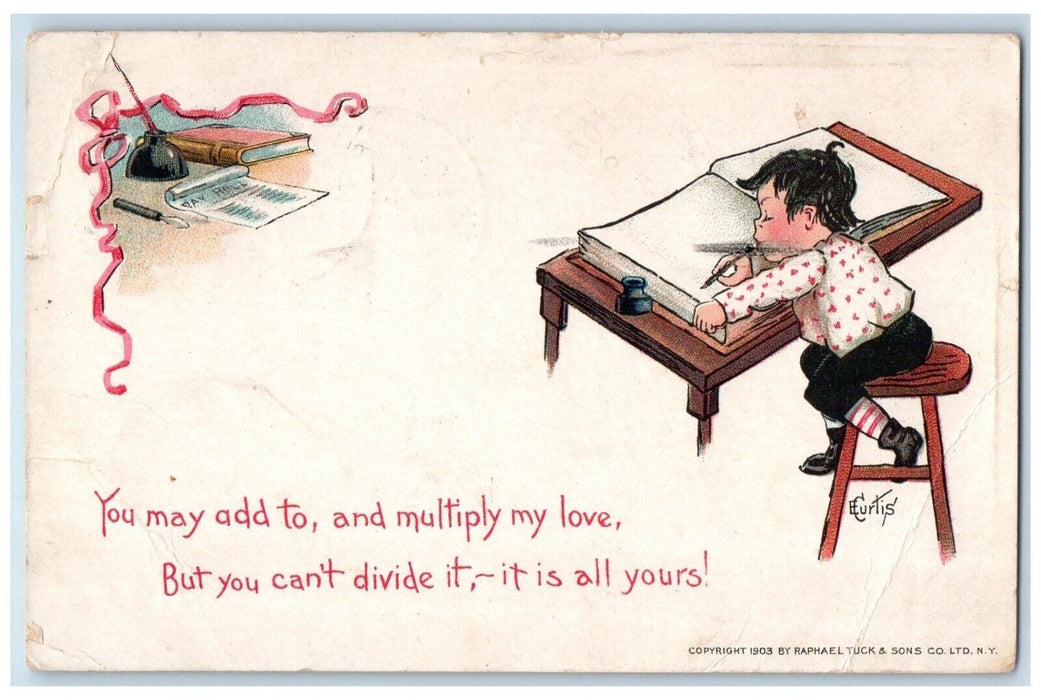 1906 Valentine Boy Writing Ink Book Washington DC Posted Antique Postcard