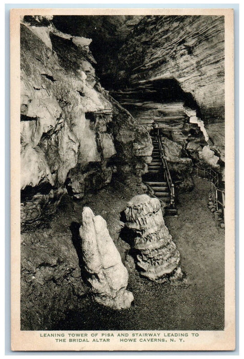 c1960's Leaning Tower Pisa Stairway To The Bridal Altar Howe Cavern NY Postcard