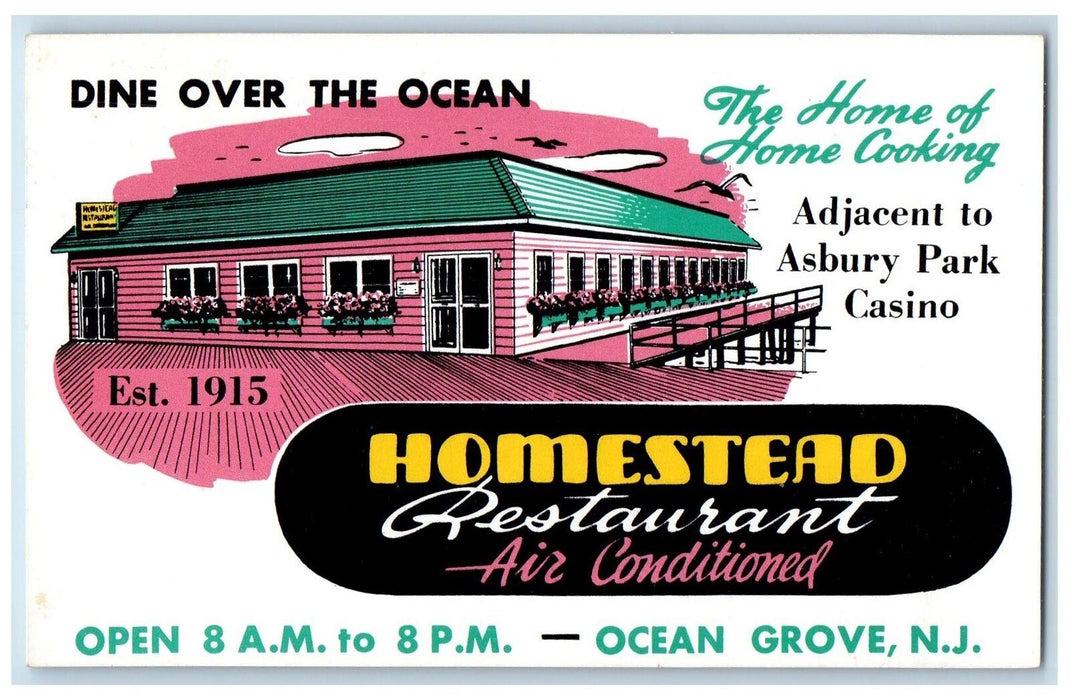 c1960s Original Homestead Restaurant Ocean Grove New Jersey NJ Unposted Postcard